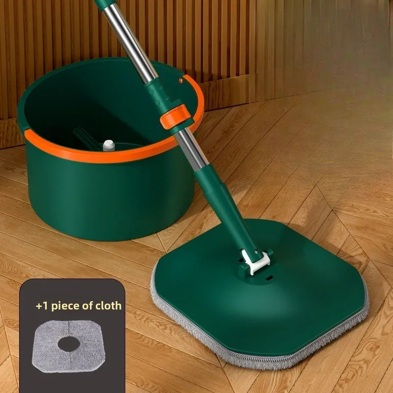 Spin Mop Bucket Set 360° Flat Floor Cleaning Mop with 1 Microfibre Cloth Pad