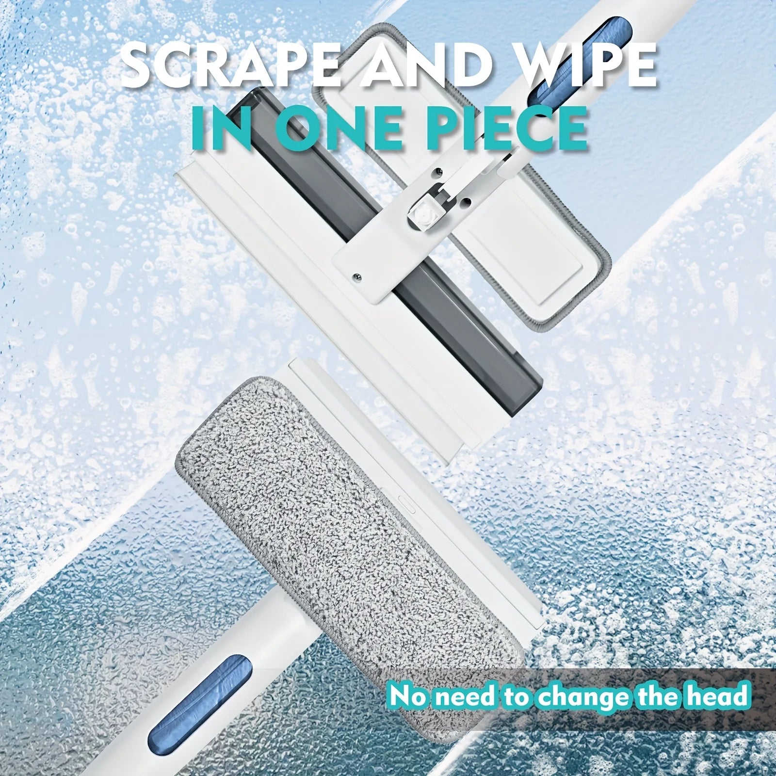 Window Cleaning Kit 3 in 1 Spray Squeegee Mop with Adjustable Handle 1 Pieces of Fabric