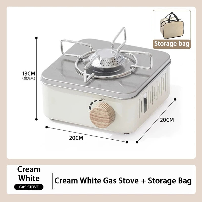 Camping Gas Stove 2800W Portable Butane Cassette Burner Electronic Ignition – White