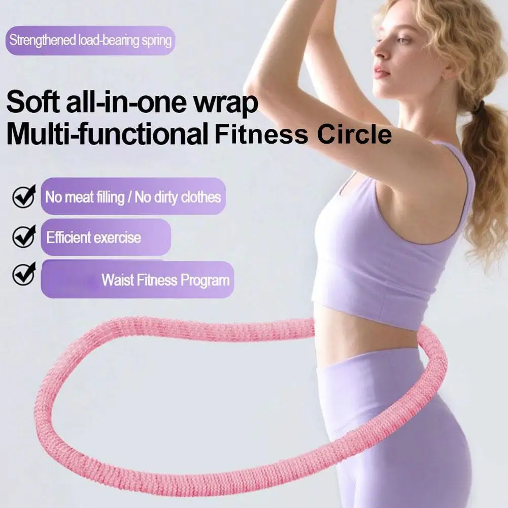 Weighted Fitness Circle Soft Spring Portable Hula Hoop 1.3kg Waist Training Exercise Ring - Pink