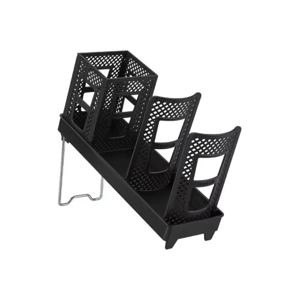 Disposable Cup Holder Single Row Detachable Coffee Cup Storage Rack Large Capacity Space Saving Organizer – Black