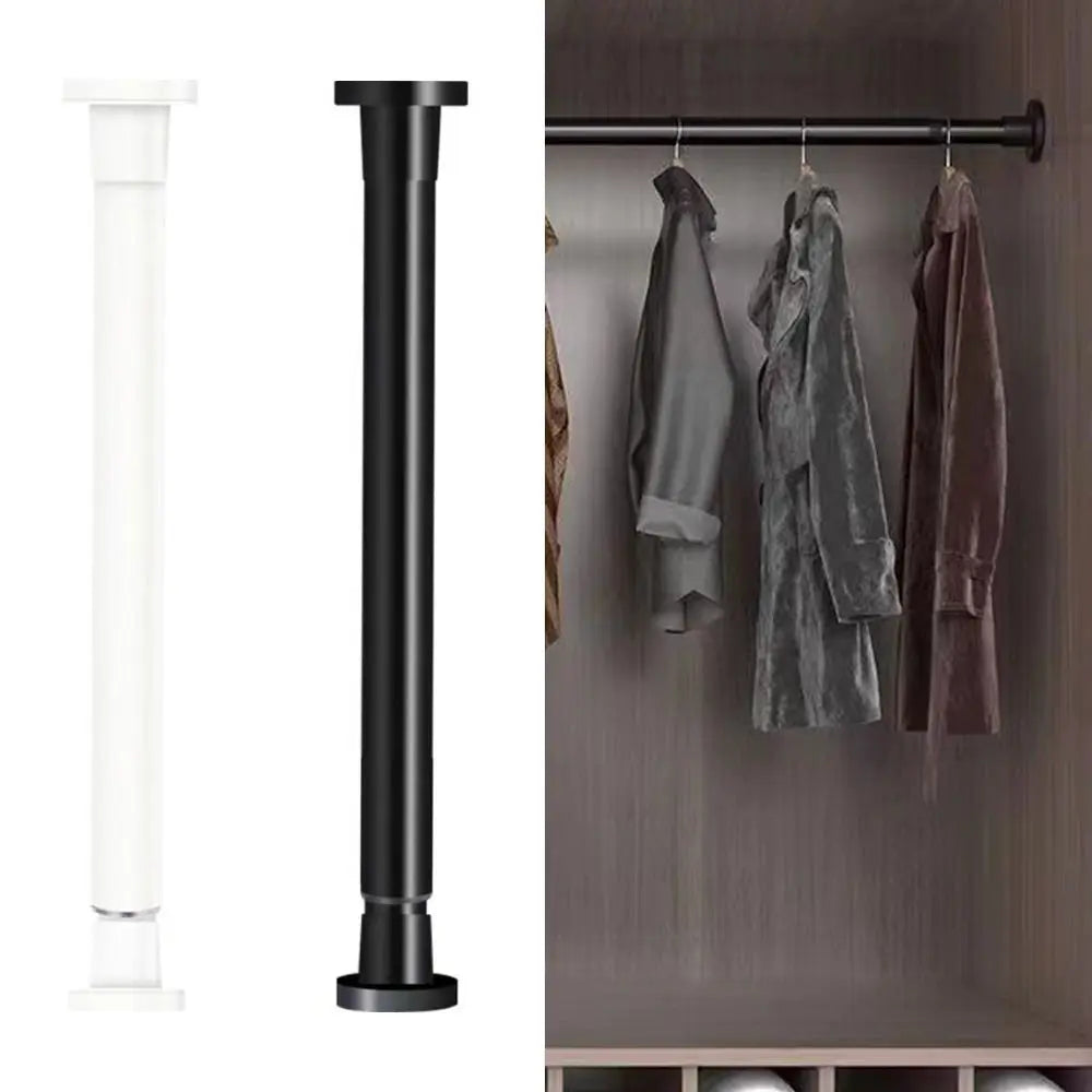 50–80cm Adjustable No-Drill Curtain Shower Rod Clothes Drying Rack – White