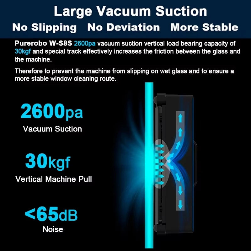 Window Cleaning Robot 2600Pa Auto Water Spray APP & Remote Control Glass Cleaner with 6.7m Cord