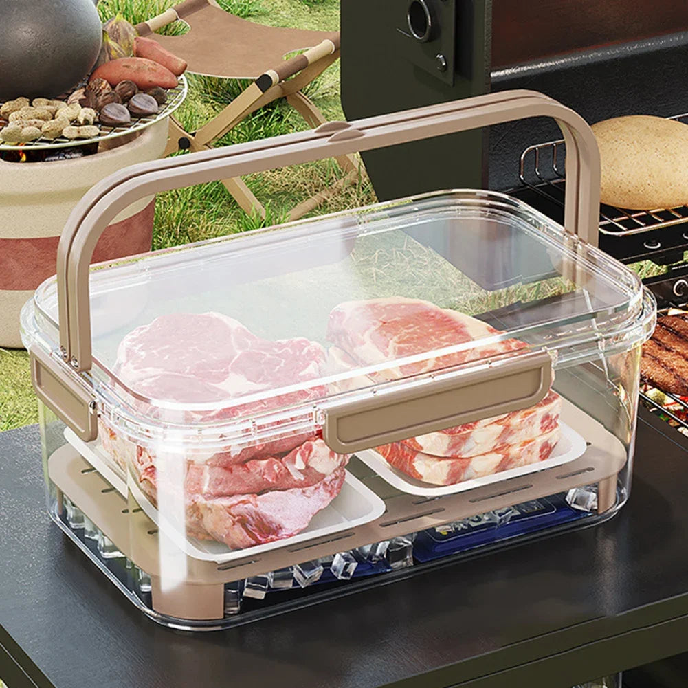 Portable Food Storage Container Airtight Freshness Box with Drain Plate and Carry Handle – Yellow