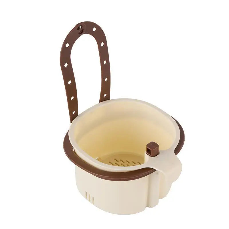Hanging Sink Draining Basket Food Waste Filter Residue Strainer Detachable - Brown