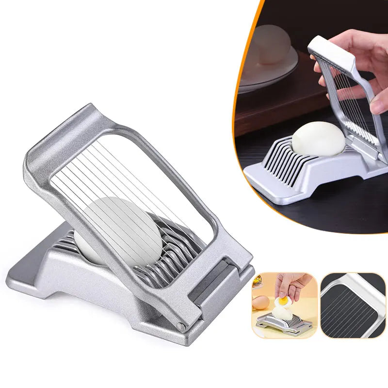 Egg Slicer Heavy Duty Aluminium Stainless Steel Wire Soft Fruit Cutter Kitchen Tool - Silver