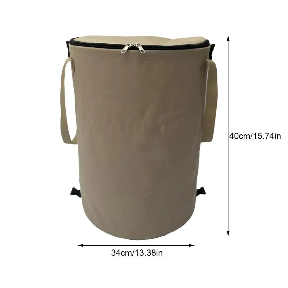 Outdoor Trash Can Foldable Oxford Cloth Garden Waste Storage Bin with Handles - Green