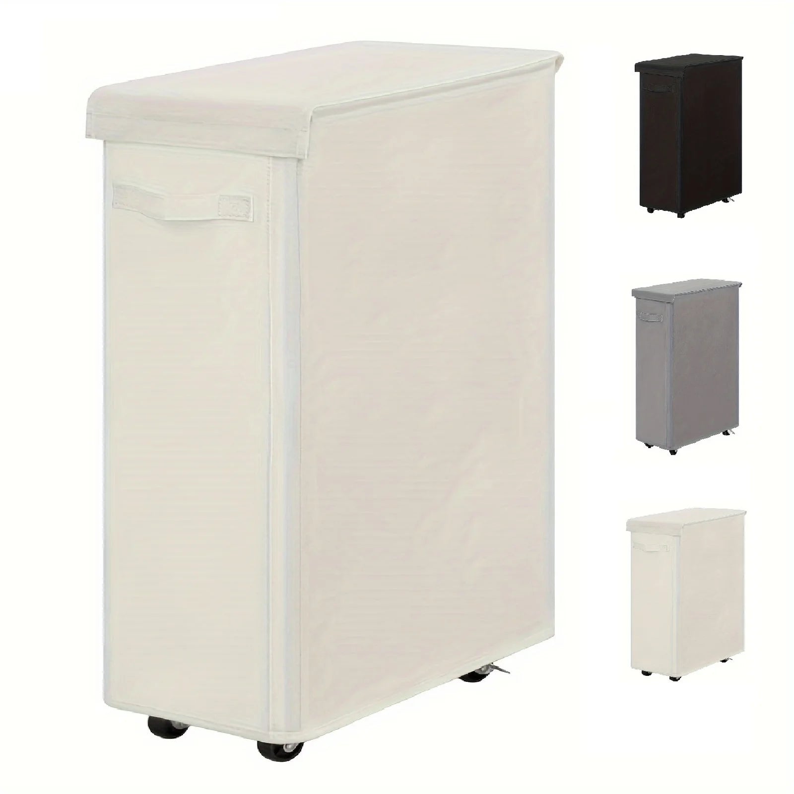 Laundry Basket 1PC Wheeled Oxford Hamper with Lid Handles Foldable Storage - Grey