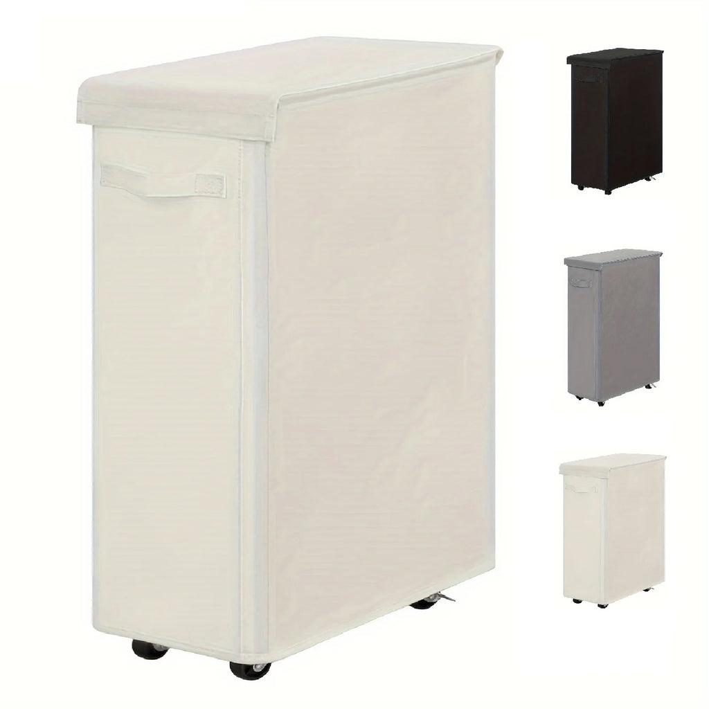 Laundry Basket 1PC Wheeled Oxford Hamper with Lid Handles Portable Storage - Black