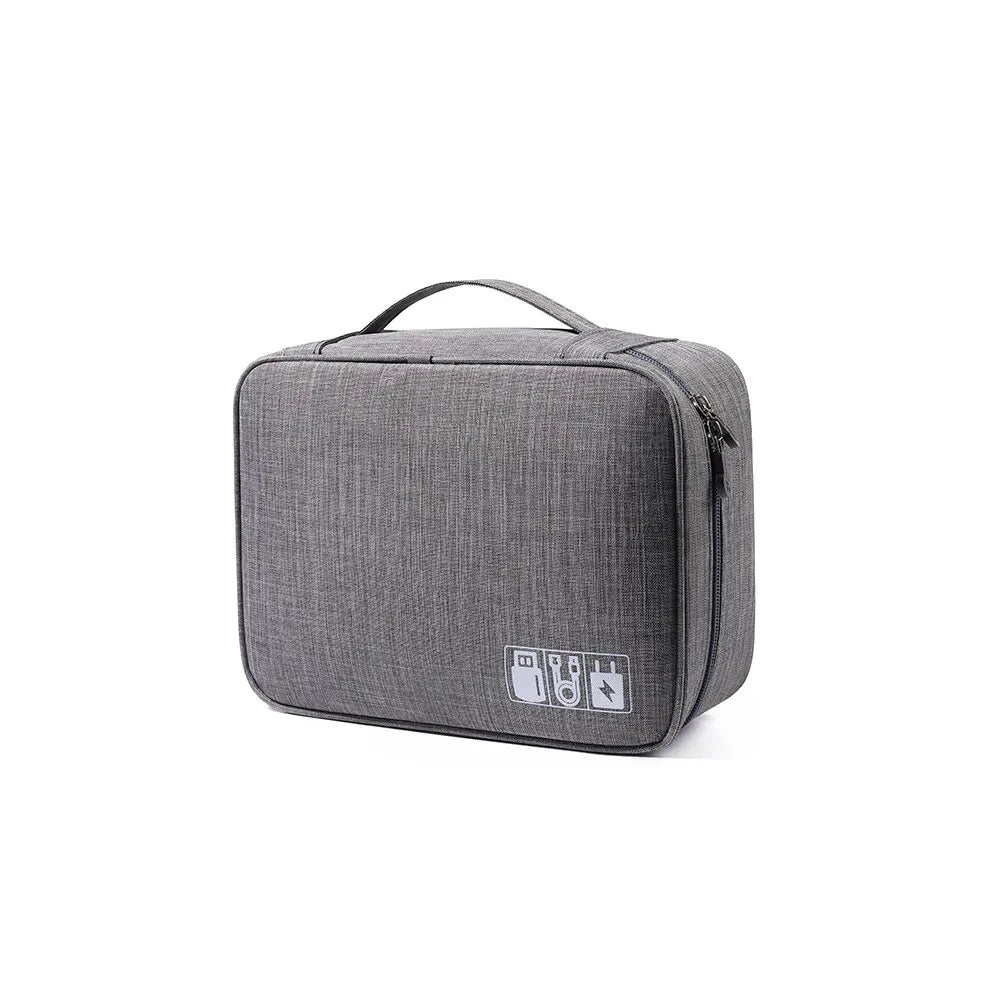 Travel Digital Storage Bag 24.5cm Waterproof Cable Organizer Electronic Accessories - Grey