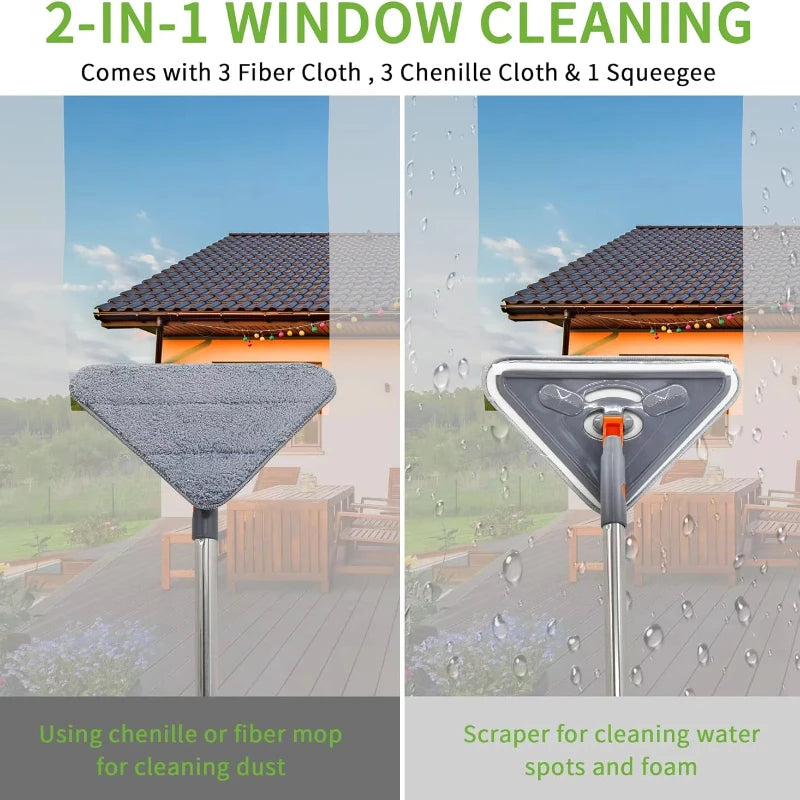 Triangle Mop 6 Pad Extendable Wall and Ceiling Cleaning Mop with Microfibre Heads