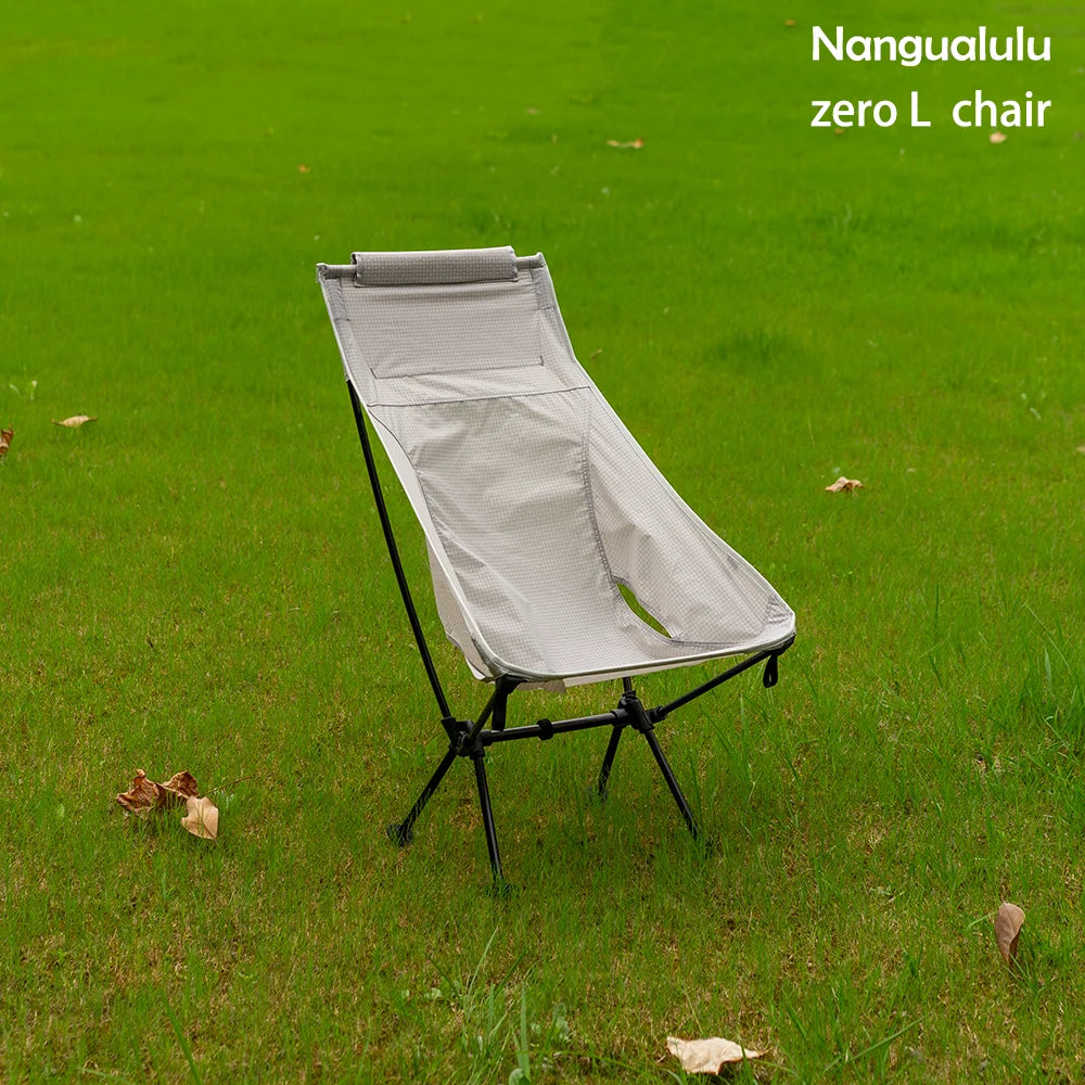 Ultralight Folding Camping Chair 830g High Back Portable Moon Chair Aluminum Alloy Outdoor Seat – Black