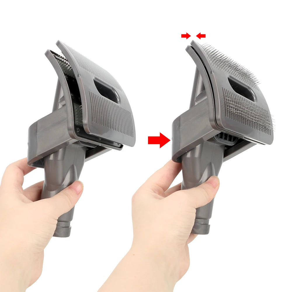 Pet Grooming Brush Vacuum Attachment Self Cleaning Undercoat Comb Loose Fur Removal Tool