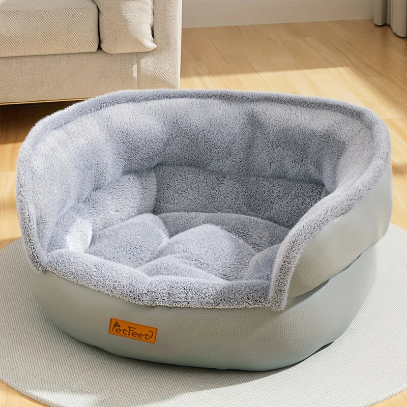 Dog Bed 60x52cm Round Plush Pet Bed with Non Slip Base Washable Cover Indoor Outdoor Large - Green