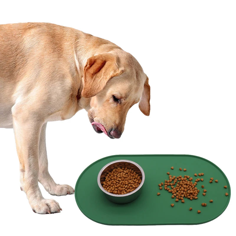 Silicone Pet Bowl Mat Waterproof Anti Slip Feeding Placemat - Black