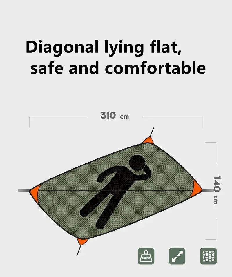 Camping Hammock with Mosquito Net Portable Quick Open Hanging Bed - Orange