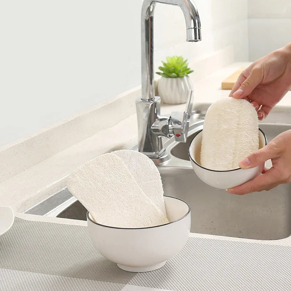 Luffa Scrub Pads Natural Loofah Dish Cleaning Sponges 14×8.5cm - 10 Pack