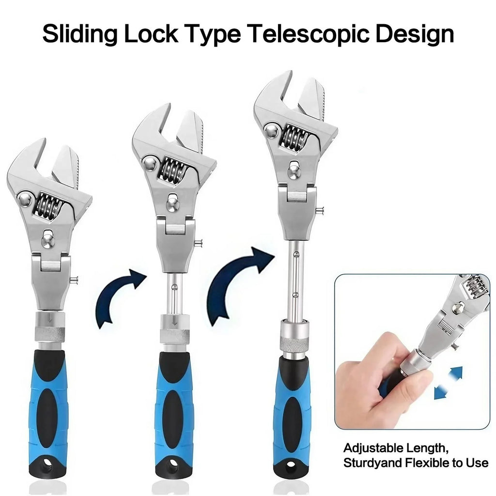 Ratchet Wrench Portable Heavy Duty 5-in-1 Adjustable Swivel Head Extendable Hand Tool