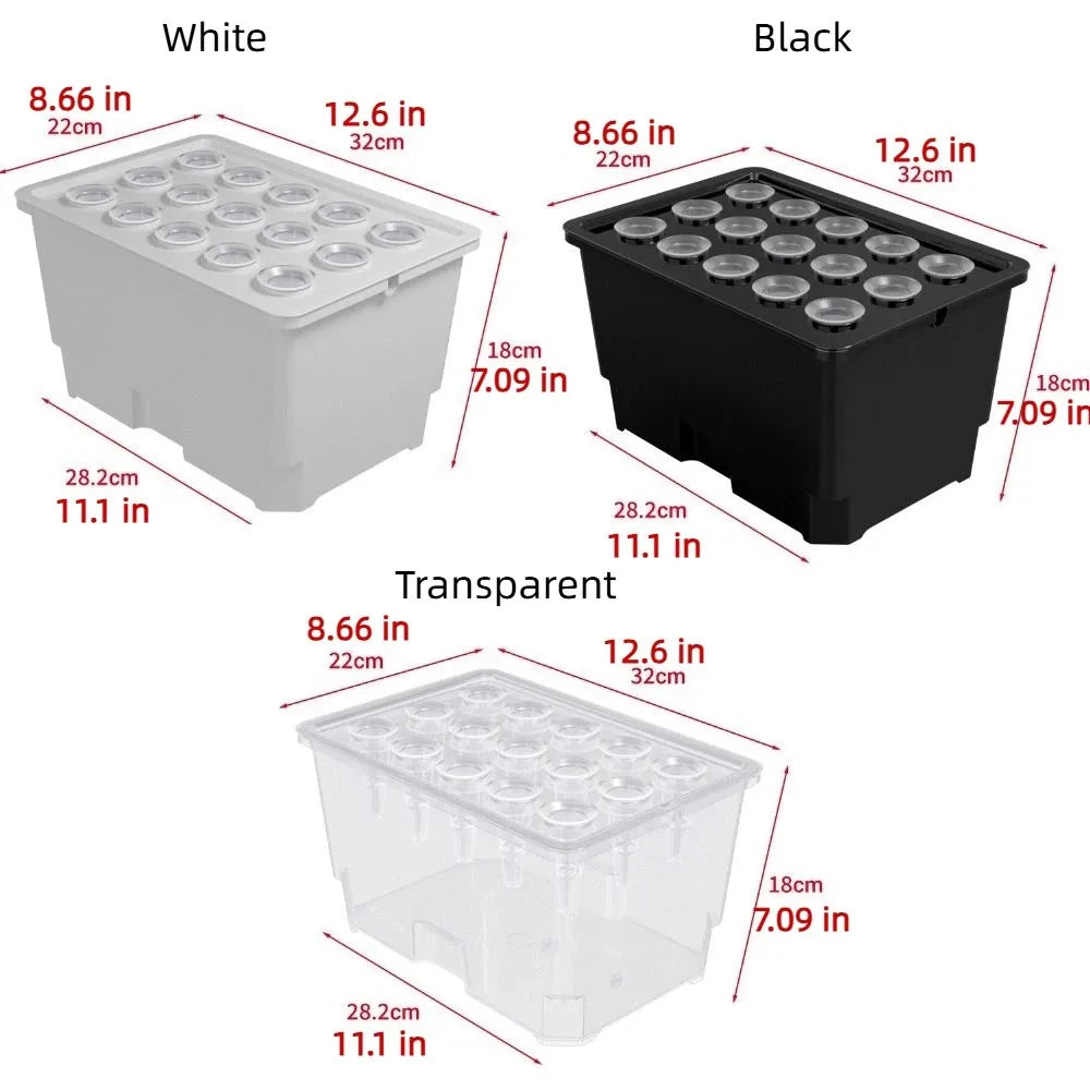 15 Hole Hydroponic Growing System Kit Split Design Indoor Germination Box with Planting Baskets – White