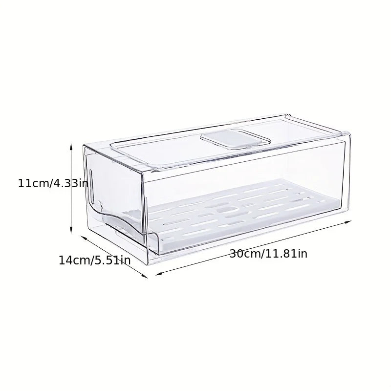 Food Storage Box Refrigerator Drawer Organiser Fresh Food Container with Lid - Small