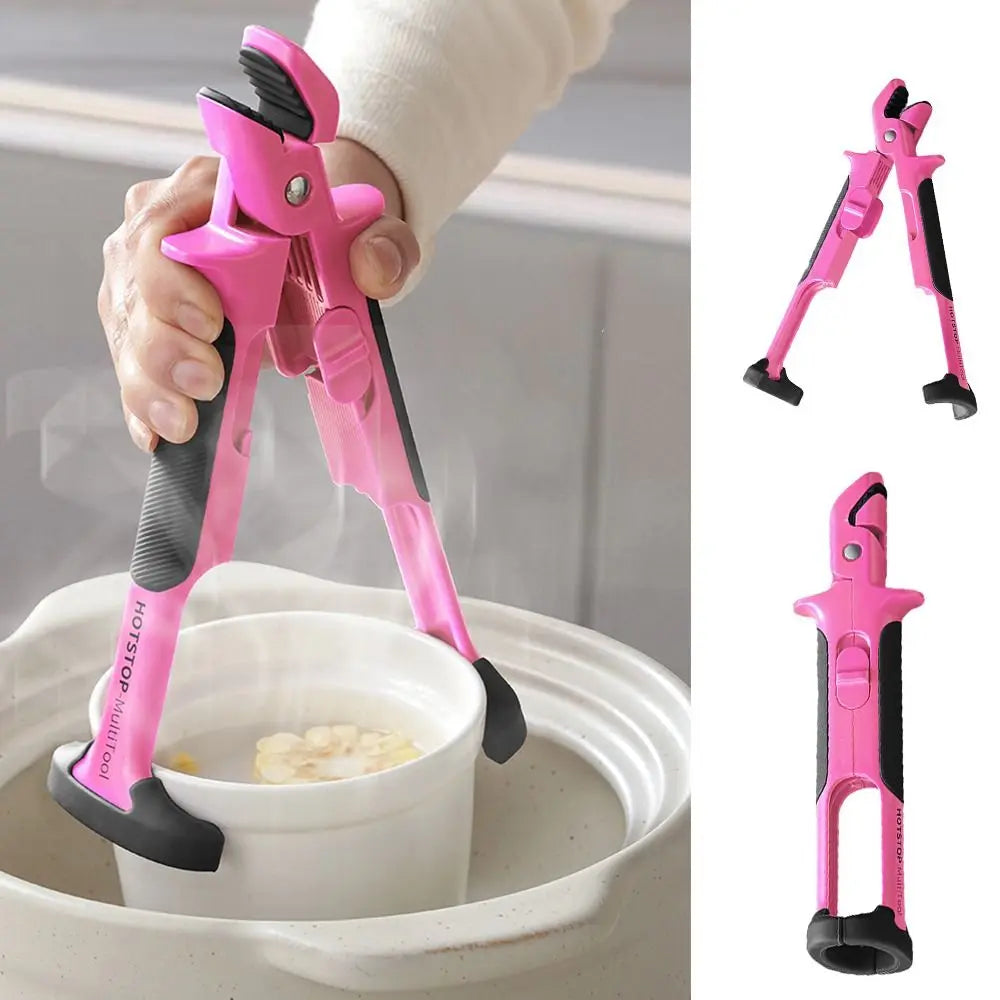 2 in 1 Anti Scald Bowl Gripper Heat Resistant Silicone Plate Lifter Clip – Pink