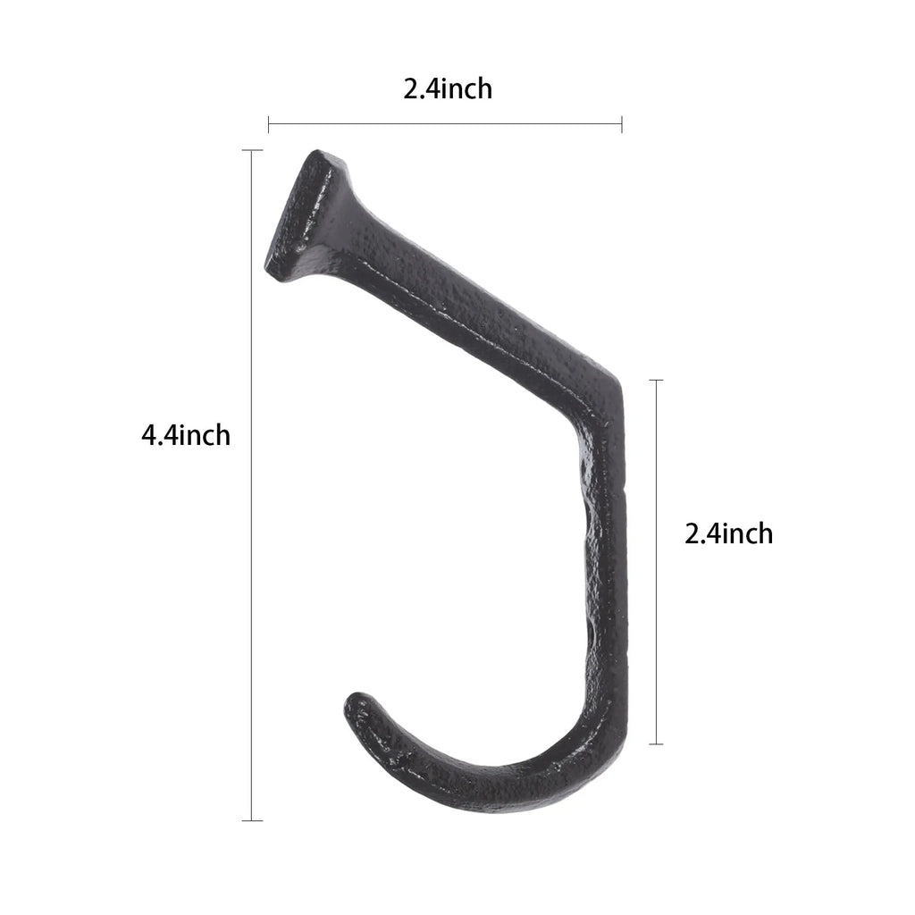 10 Pack Cast Iron Wall Hooks Heavy Duty Rustic Coat Hooks for Clothes Hats Bags and Towels – Black