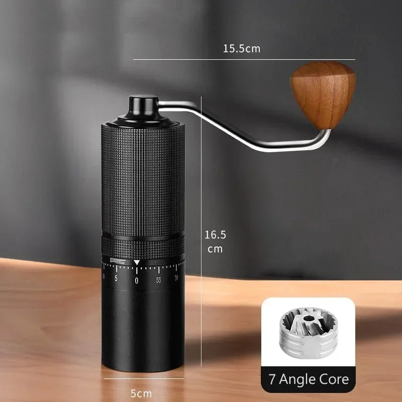 Manual Coffee Grinder 7 Core Stainless Steel Espresso Grinder - Black