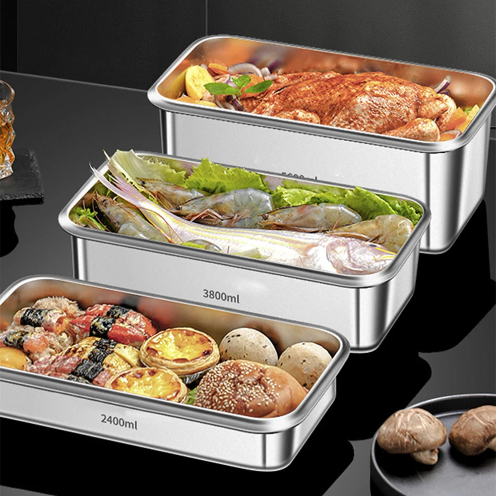 Food Storage Container 5.6L 304 Stainless Steel Airtight Lid with Date Indicator and Locking Clips