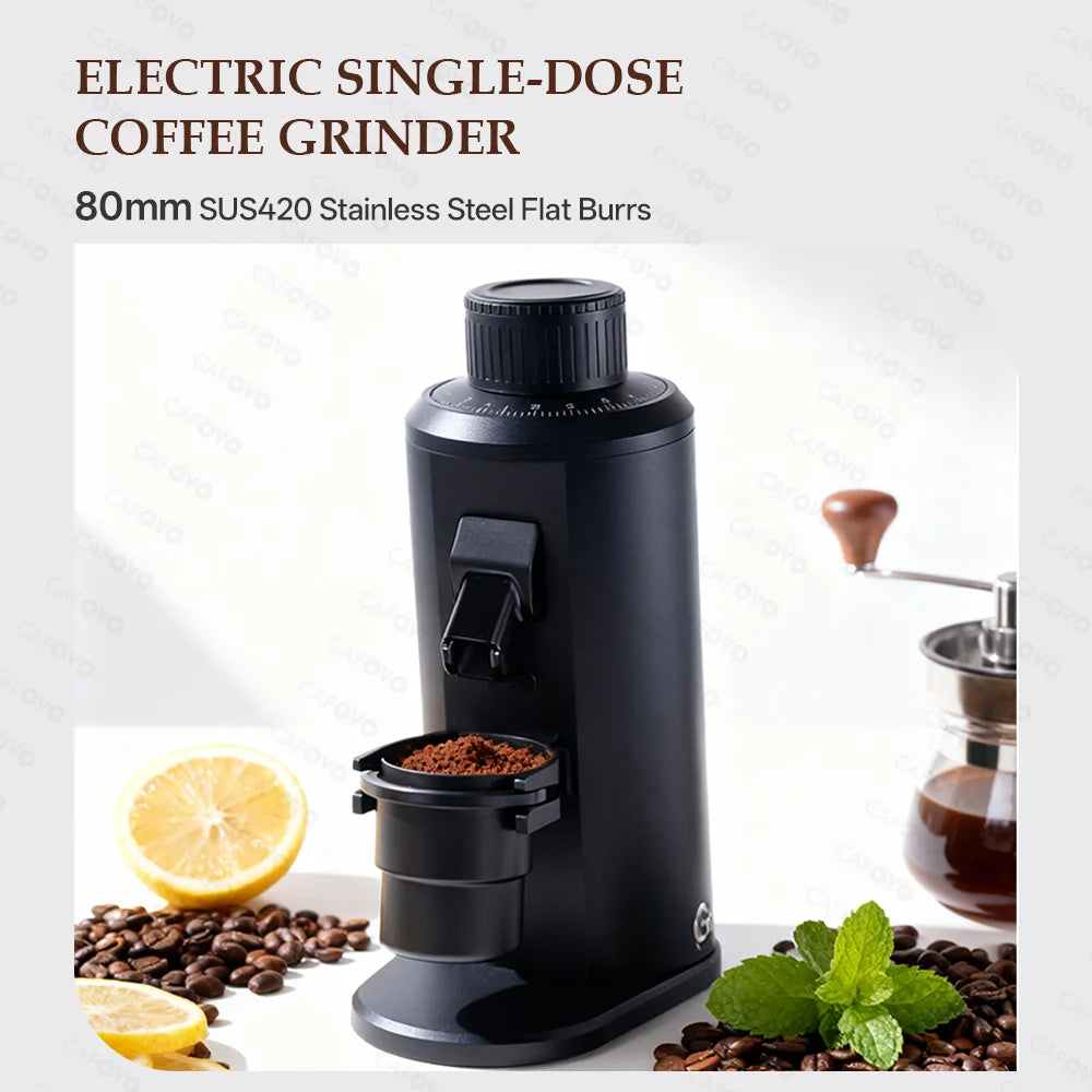 Electric Coffee Grinder 800W Single Dose Flat Burr Coffee Mill – Black