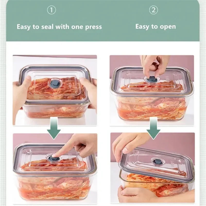 2800ml Heat Resistant Glass Food Storage Container with Airtight Lid Microwave Oven Safe Fresh Keeper Bowl – Green