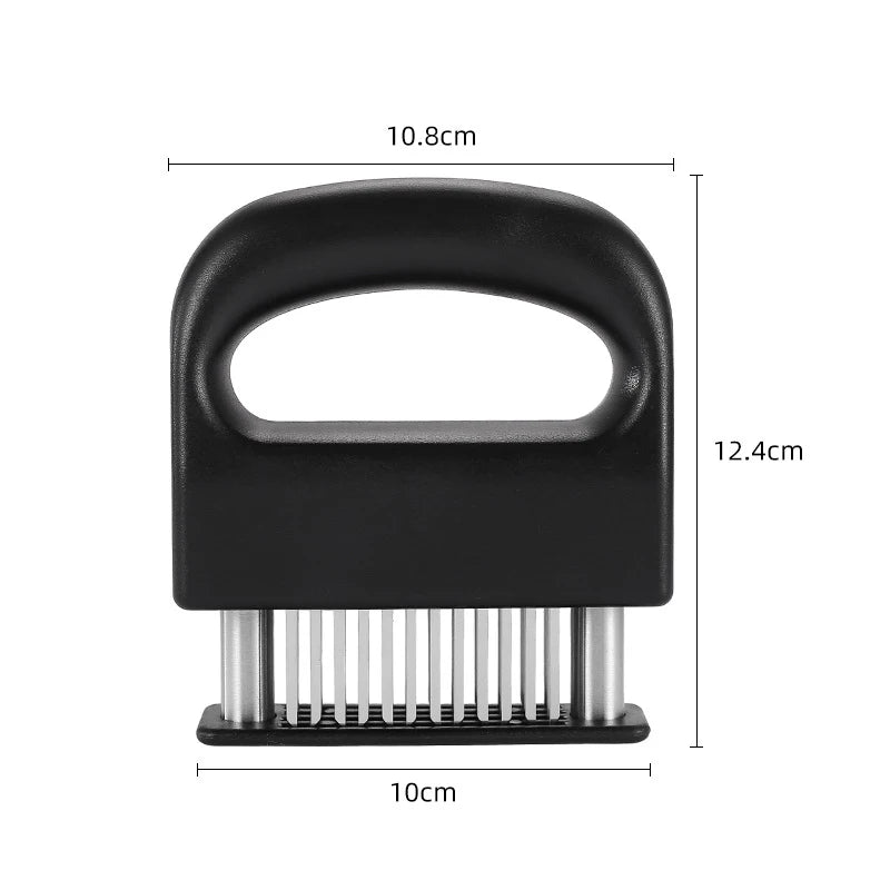 48-Blade Stainless Steel Meat Tenderizer Needle Tool Manual Steak Pounder – Black