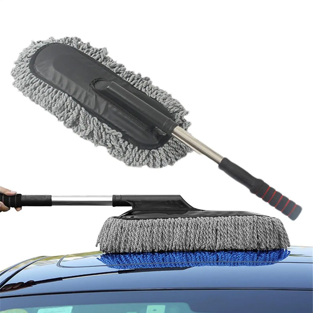 Car Duster 90cm Retractable Microfibre Dust Removal Brush Extendable Cleaning Tool - Grey