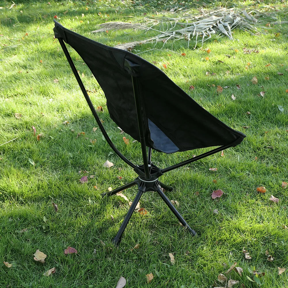 Camping Chair 360° Swivel Foldable Portable Outdoor Chair 7075 Aluminium Frame with Carry Bag - Black