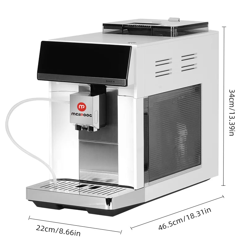 Coffee Machine 20 Bar Automatic Espresso Maker with Integrated Grinder and Milk Frother – White