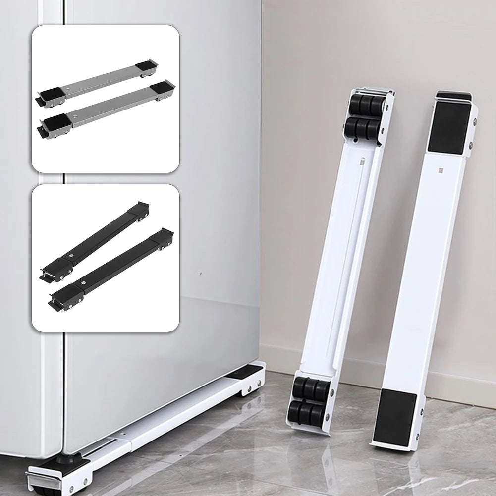 Furniture Roller Base 2 Pack Adjustable Appliance Moving Wheels with Locking Casters – White
