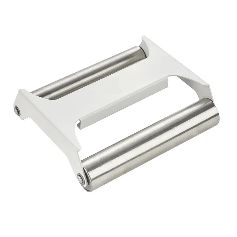 Stainless Steel Dough Roller Pizza and Pastry Rolling Pin Double Roller Baking Tool – White