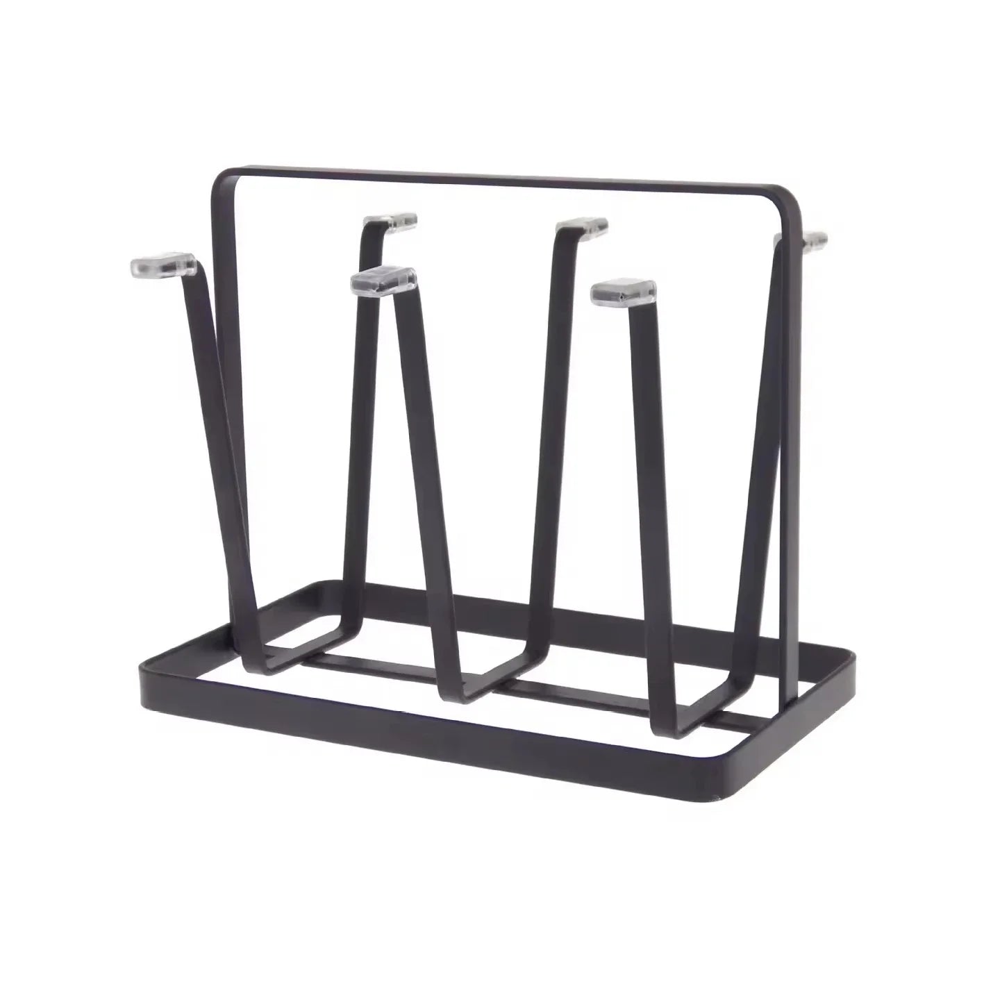 Cup Drying Rack Countertop Mug Holder Organizer with Drainage Tray and 6 Hooks – Black