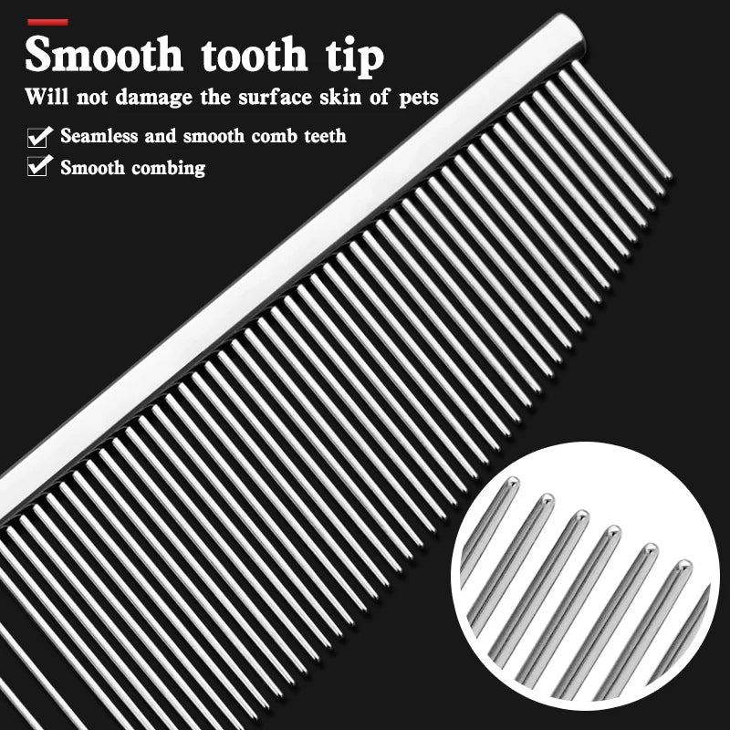 Pet Grooming Comb Fine Tooth Crescent Facial Hair Detangling Brush for Dogs and Cats - Gold