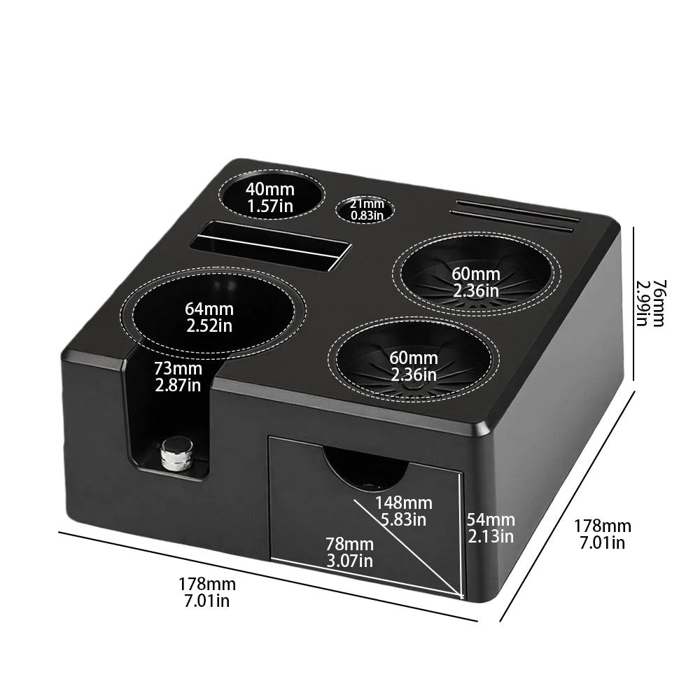 Coffee Powder Holder Countertop Storage Base with 3 Compartments - White