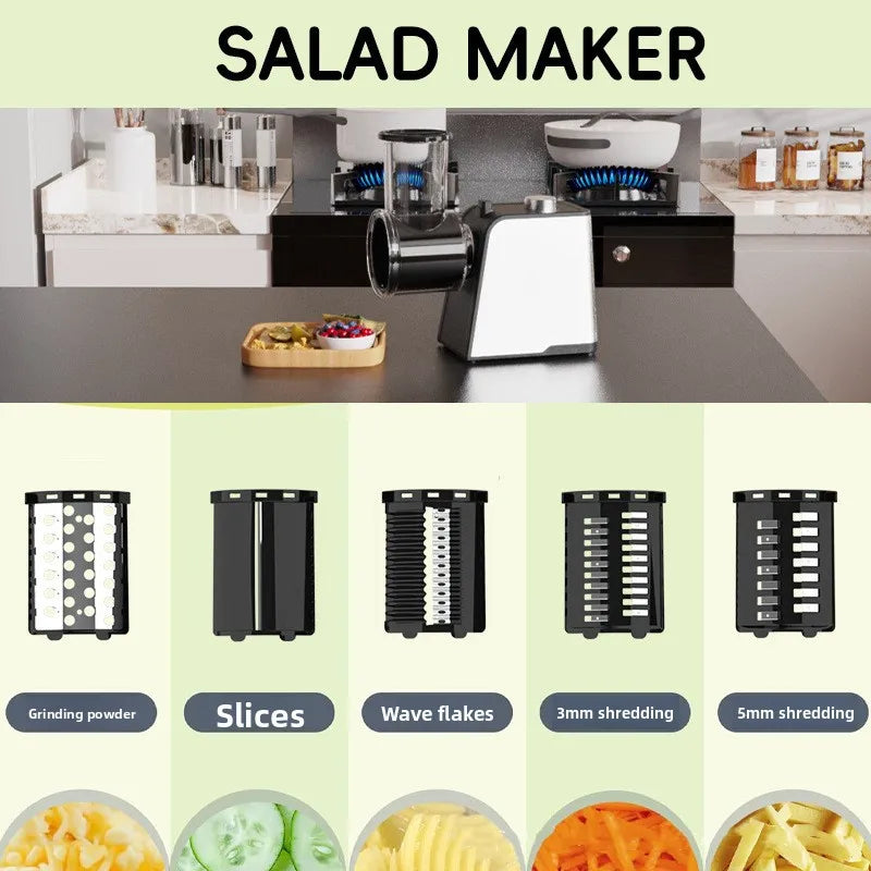 Electric Vegetable Cutter Multifunction Automatic Food Slicer Shredder Grinder Machine – Gray