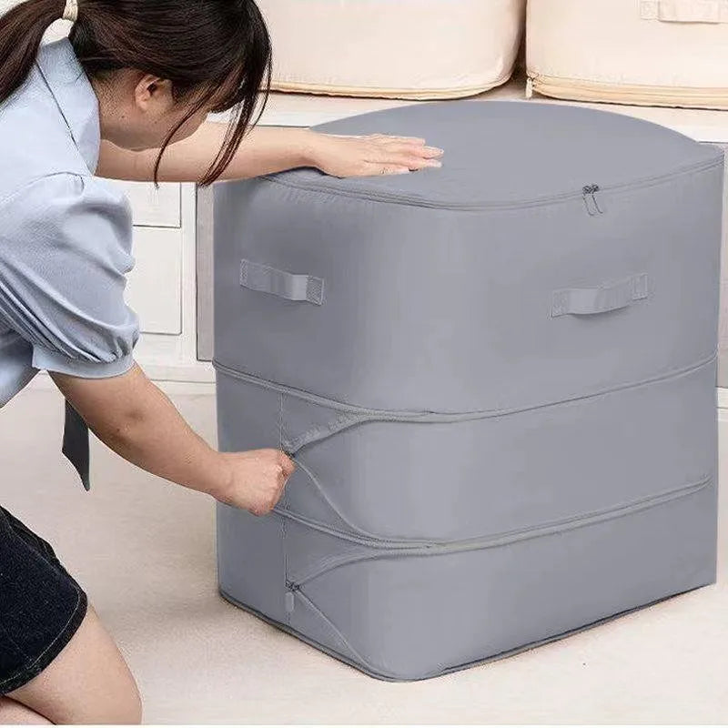 Storage Bag Heavy Duty Self Compressing Portable Clothes Blanket Quilt Organiser for Closet - Pink