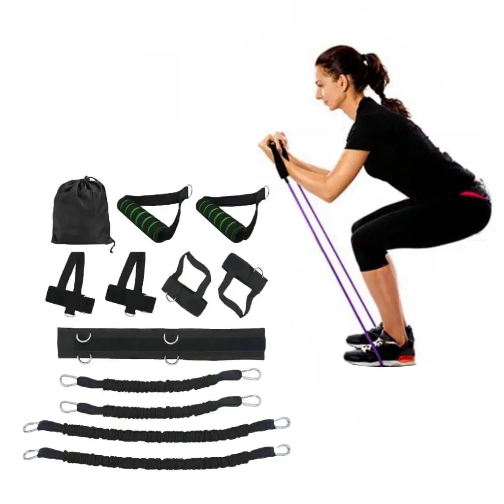 Resistance Band Training Set Portable Heavy Duty Arm Leg Speed Strength Agility Strap 12 Piece Kit - 11 Kg