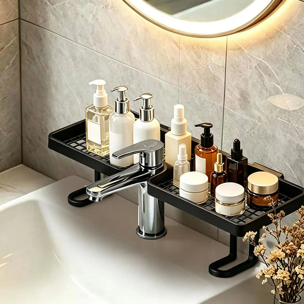 Over Sink Bathroom Shelf 50cm No-Drill U-Shaped Faucet Storage Rack – White