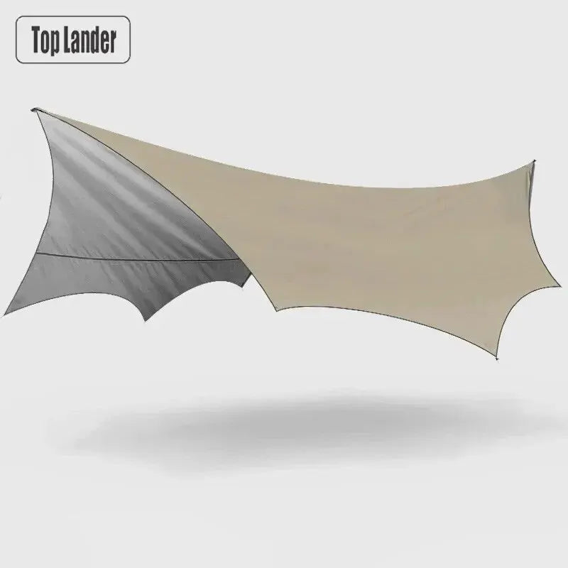 5.1×5.1m Large Waterproof Butterfly Camping Tarp Sun Shelter – Khaki