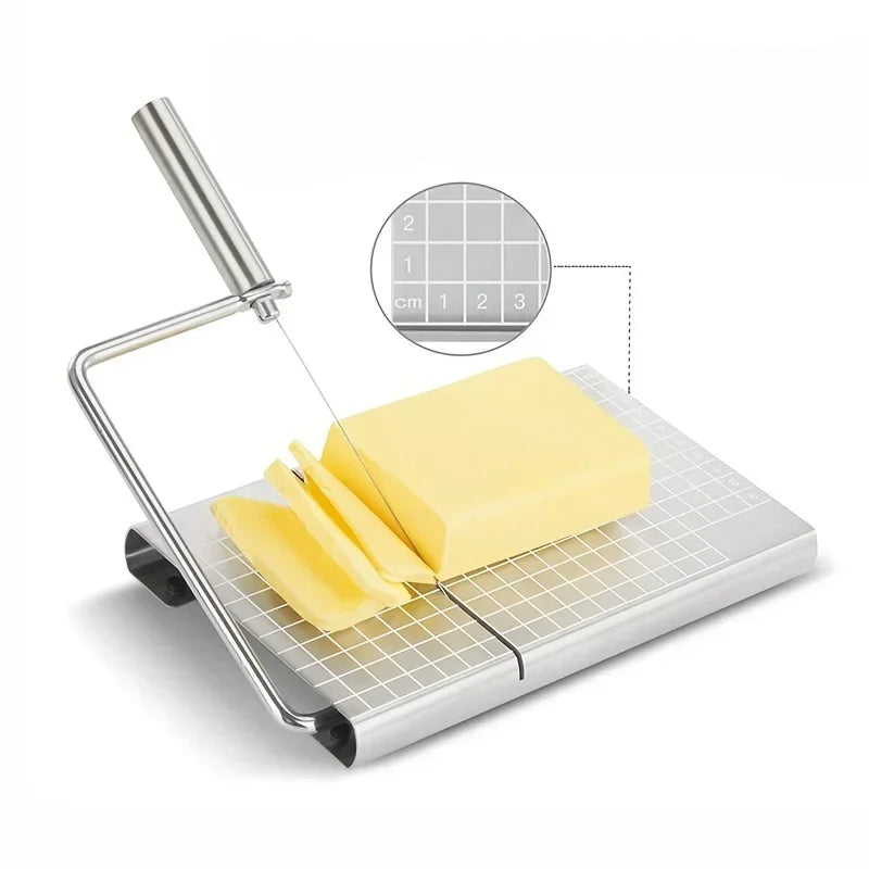 Stainless Steel Cheese Slicer with Measurement Board Wire Cutter for Cheese Butter and Sausage