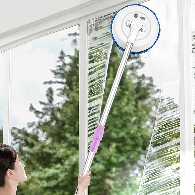 Electric Spin Mop Cordless Wet Dry Cleaning Machine Adjustable Handle Multi Surface White