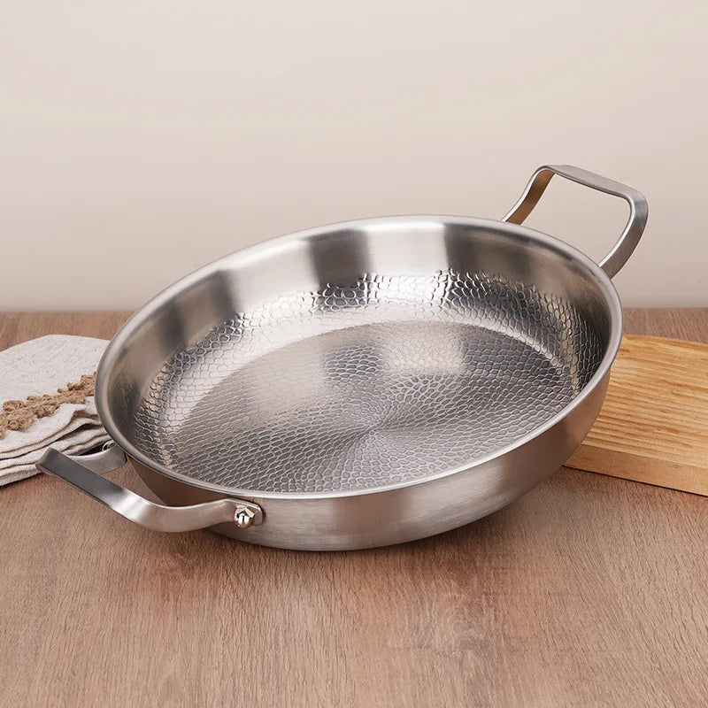 Titanium Alloy Frying Pan 30cm Skillet Hammer Pattern Double Handle