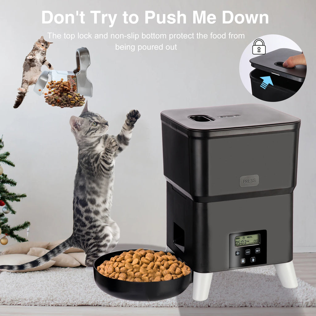 Automatic Pet Feeder 3L Timed Dry Food Dispenser with Large Capacity Feeding Bowl - White