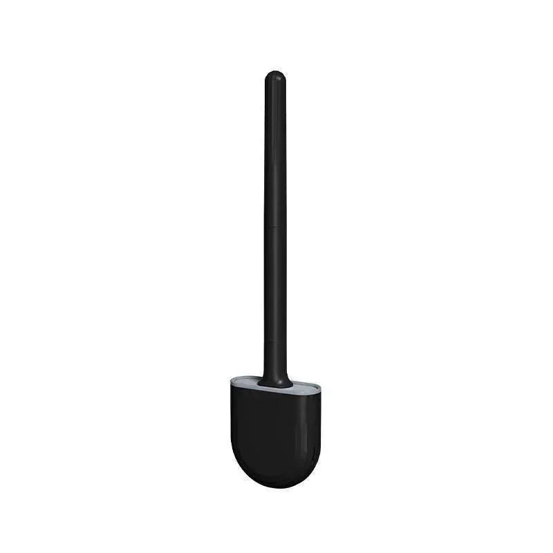 Silicone Toilet Brush with Holder Leakproof Wall Mounted Bathroom Cleaning Brush – Black
