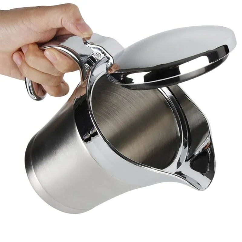 Gravy Jug 750 mL Stainless Steel Double Wall Sauce Boat with Hinged Lid - Silver